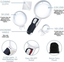 Load image into Gallery viewer, Best Magnifier with Lights for Seniors, Macular Degeneration, Reading and Hobbyists