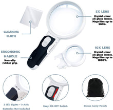 Load image into Gallery viewer, Best Magnifier with Lights for Seniors, Macular Degeneration, Reading and Hobbyists