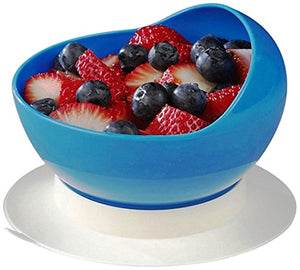 Ableware Scooper Bowl & Plate with Suction Cup Base, Blue